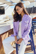 American Bazi Full Size Distressed Button Down Denim Jacket in Lavender - Minihomy