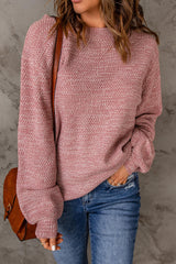 Heathered Dropped Shoulder Round Neck Sweater - Minihomy