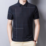 Polo Shirt with Printed Lapel and Ice Silk