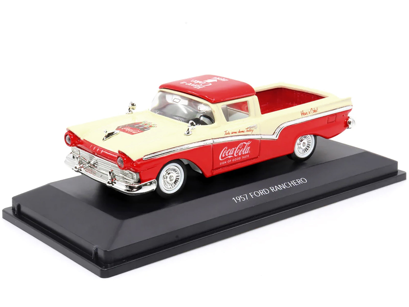 1957 Ford Ranchero "Coca-Cola" Red and Cream 1/43 Diecast Model Car by Motor City Classics - Minihomy