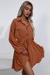 Collared Tie Waist Button Up Shirt Dress - Minihomy