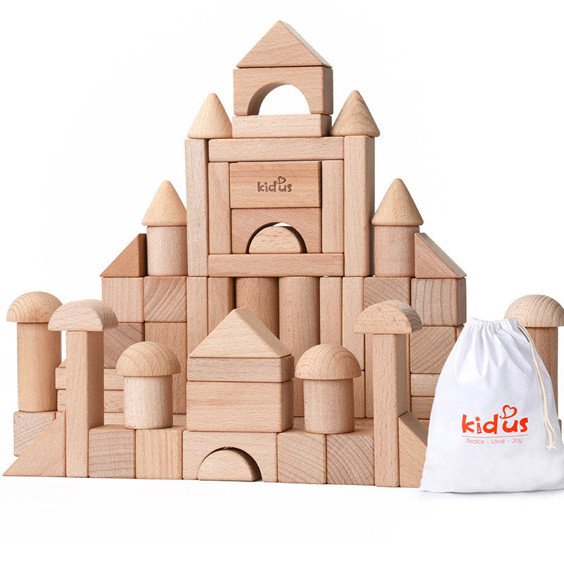 KIDUS 80 beech wooden building blocks - Minihomy