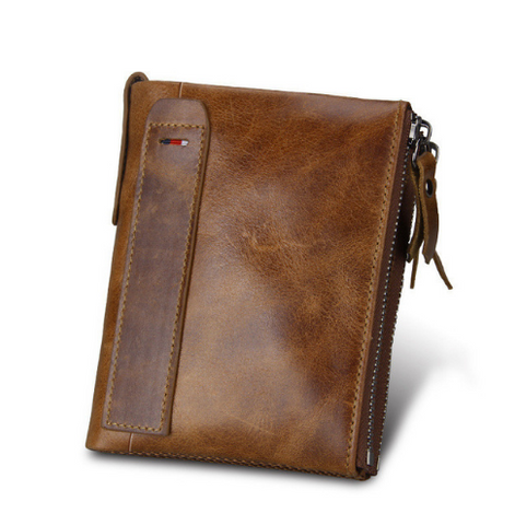 Men's wallet Short men's wallet Anti-theft brush leather wallet men
