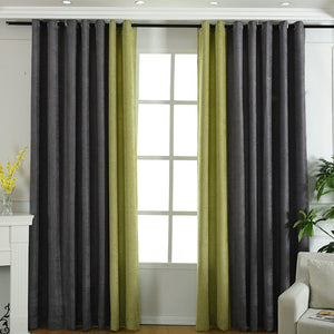 Stitching simple solid chenille curtain high shading curtain - Minihomy