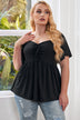 Plus Size Drawstring Sweetheart Neck Babydoll Blouse - Minihomy