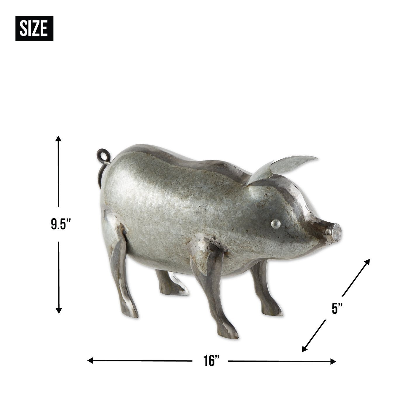 Galvanized Metal Pig Garden Figurine - Minihomy