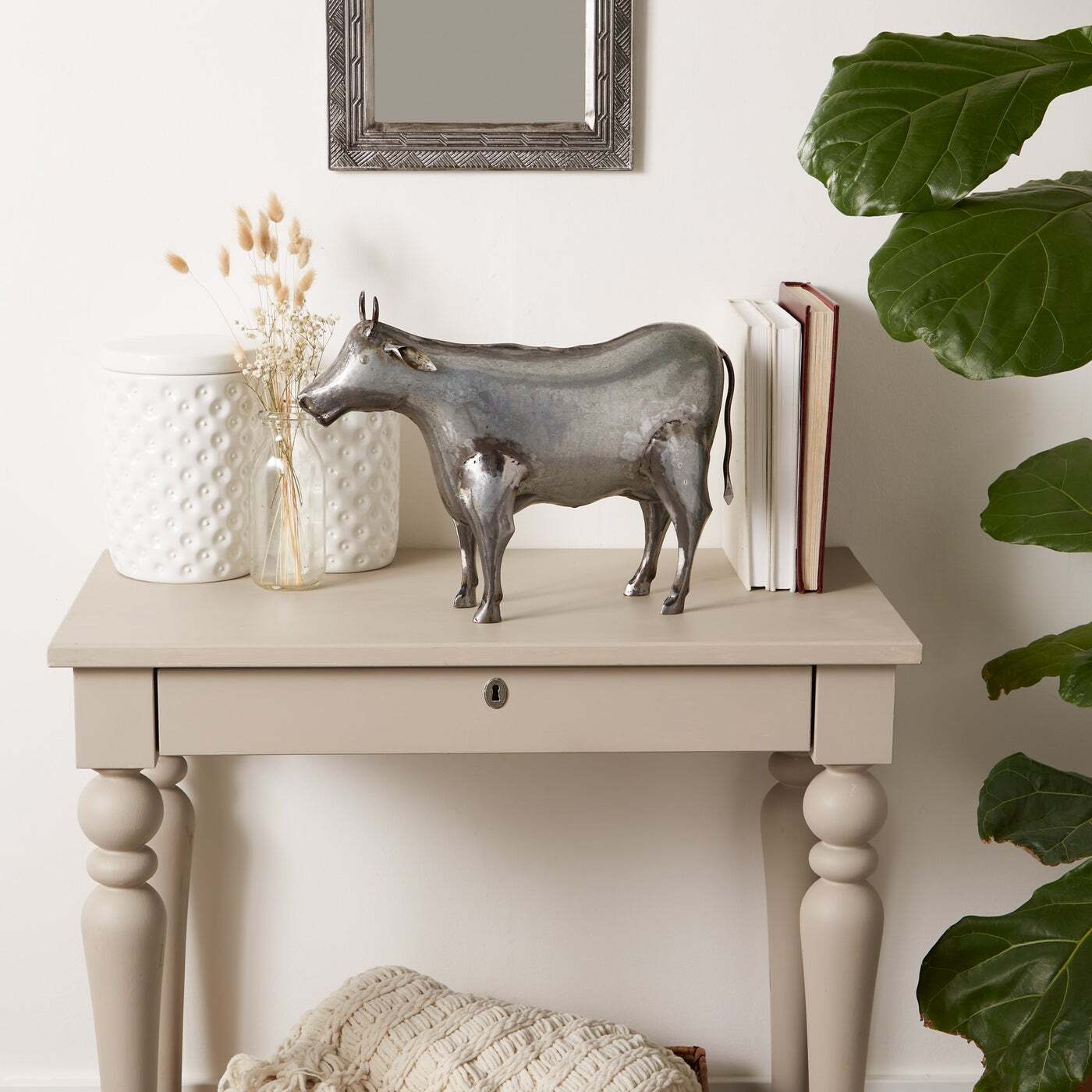 Galvanized Metal Cow Garden Figurine - Minihomy