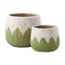 Cement Flower Pot Set - Green Leaves - Minihomy