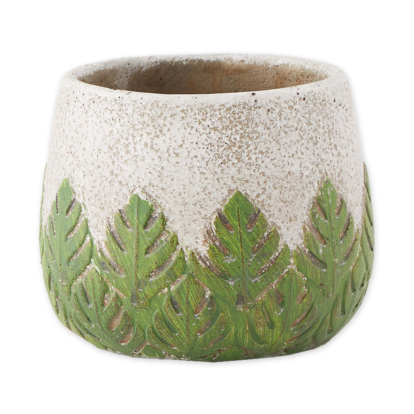 Cement Flower Pot Set - Green Leaves - Minihomy