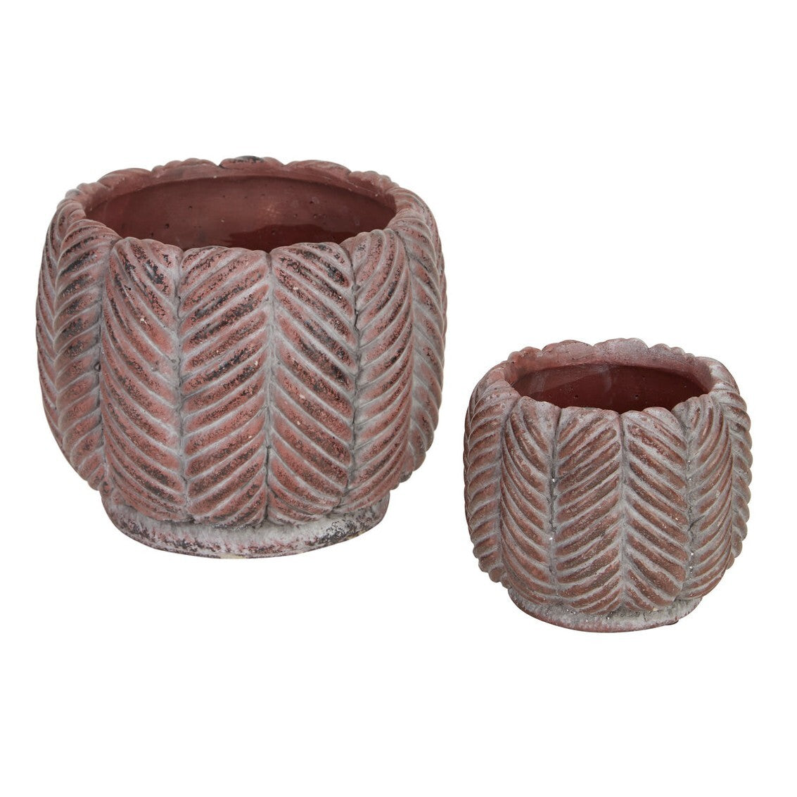 Cement Flower Pot Set - Deco Leaf - Minihomy