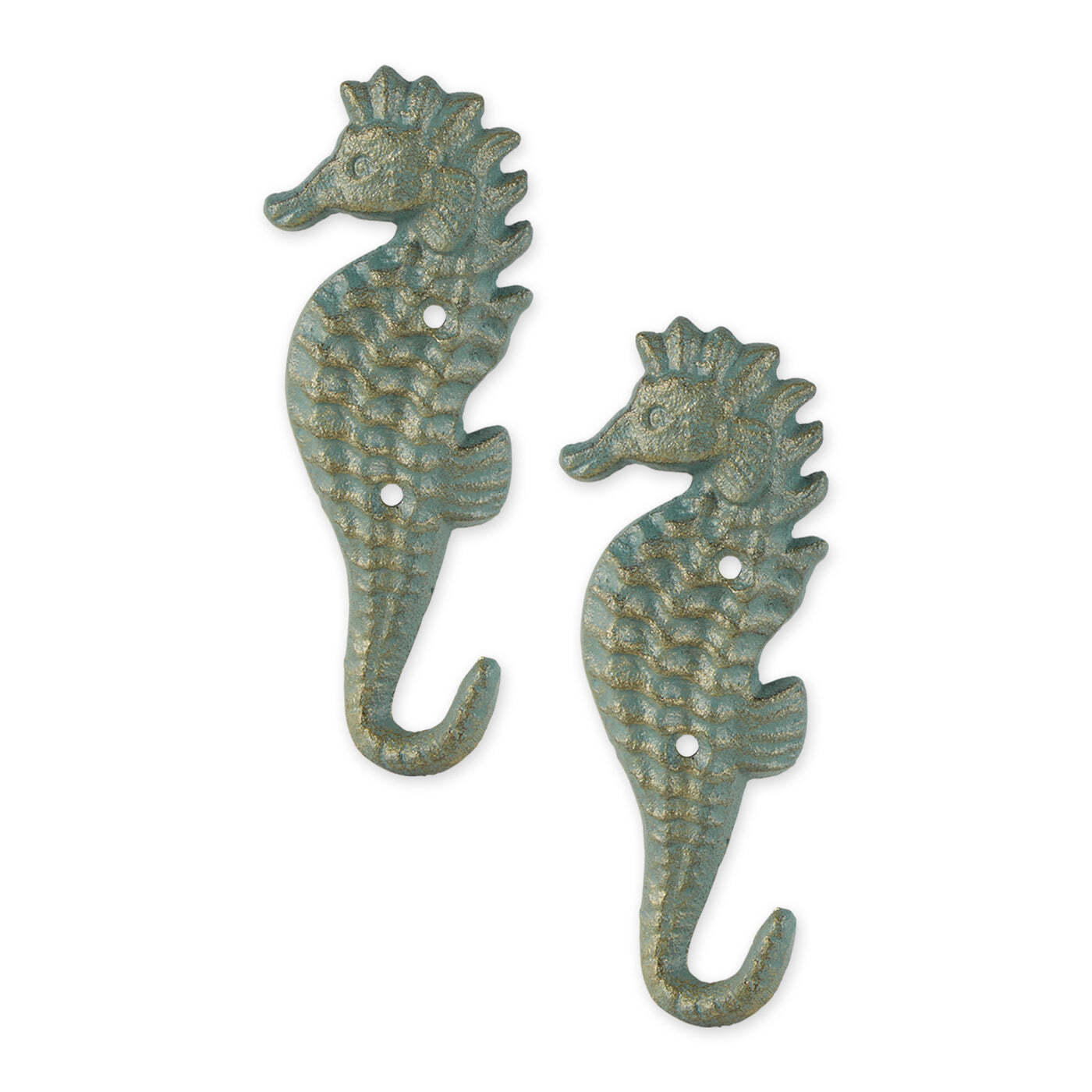 Cast Iron Seahorse Wall Hooks - Set of 2