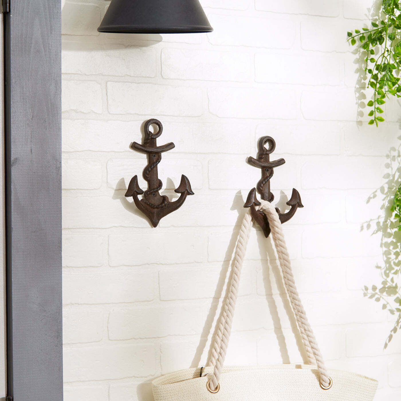 Cast Iron Anchor Wall Hooks - Set of 2