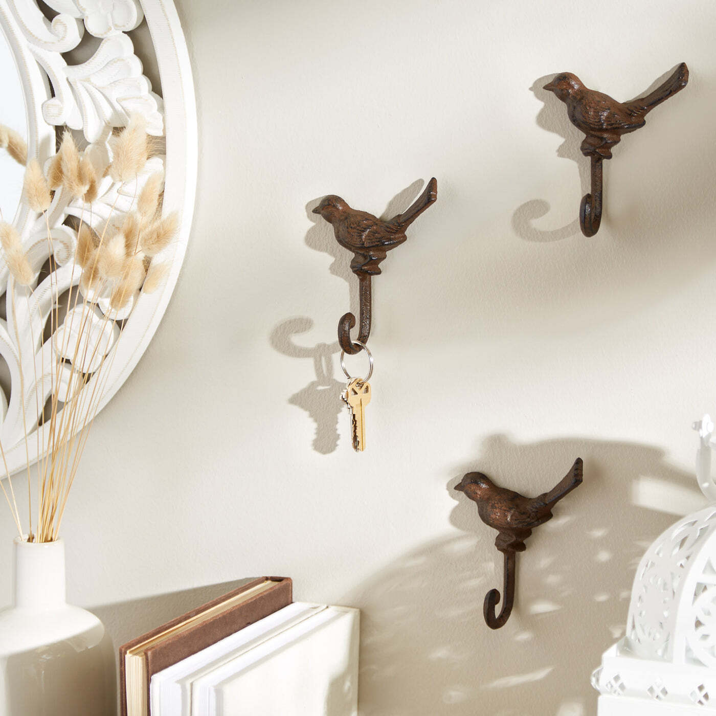 Cast Iron Bird Wall Hooks - Set of 3 - Minihomy