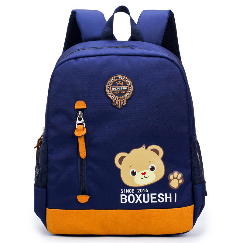 A cartoon bear nursery school schoolbag and baby travel back
