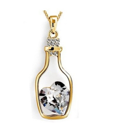 Wine bottle decoration wishing bottle love drifting bottle clavicle chain inlaid crystal peach heart shaped bottle necklace pendant