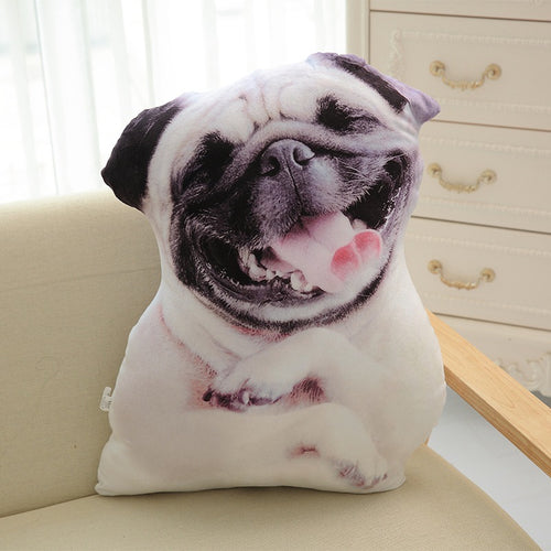 Funny 3D Dog Print Throw Pillow Creative Cushion Cute Plush Doll Gift Home Decor