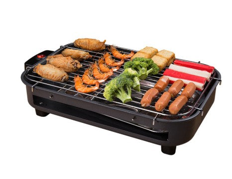 Household barbecue square non-smoking electric oven carbon steel plate knob temperature control electric baking tray customization - Minihomy