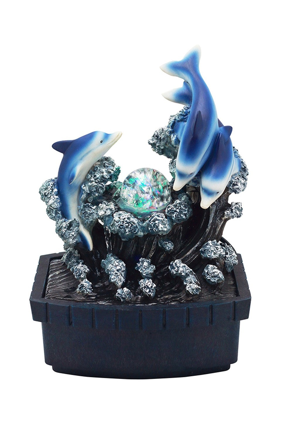 11" Blue Polyresin Dolphins Tabletop Fountain - Minihomy