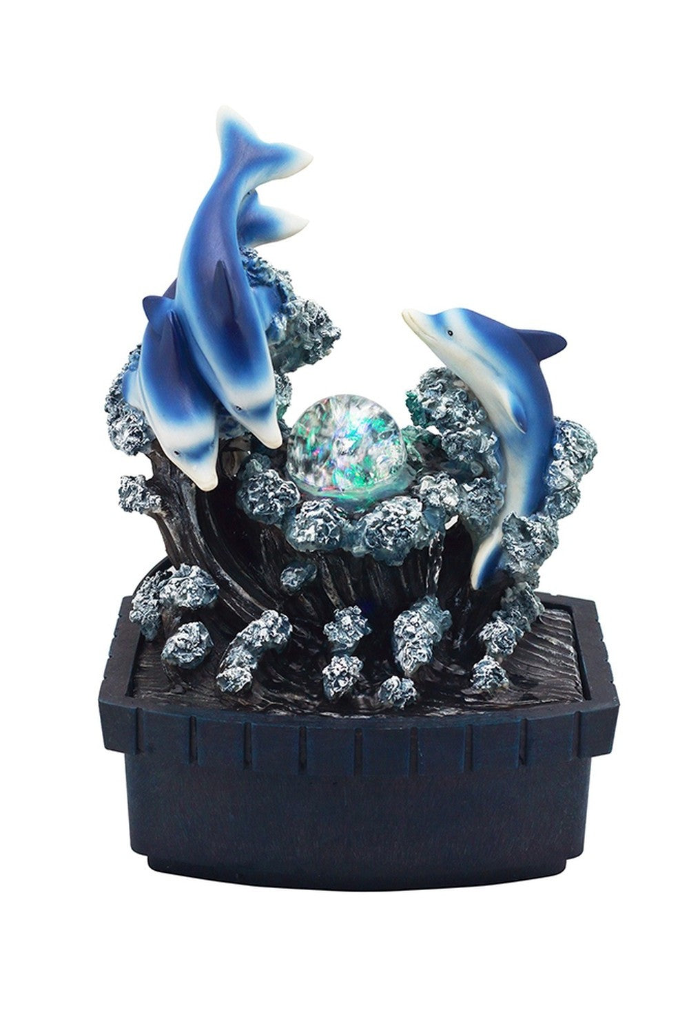 11" Blue Polyresin Dolphins Tabletop Fountain - Minihomy