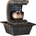 10" Brown Textured Polyresin Tabletop Fountain with LED Light - Minihomy