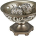 13" Brushed Silver Leaf Polyresin Decorative Pedestal Bowl with Orbs - Minihomy