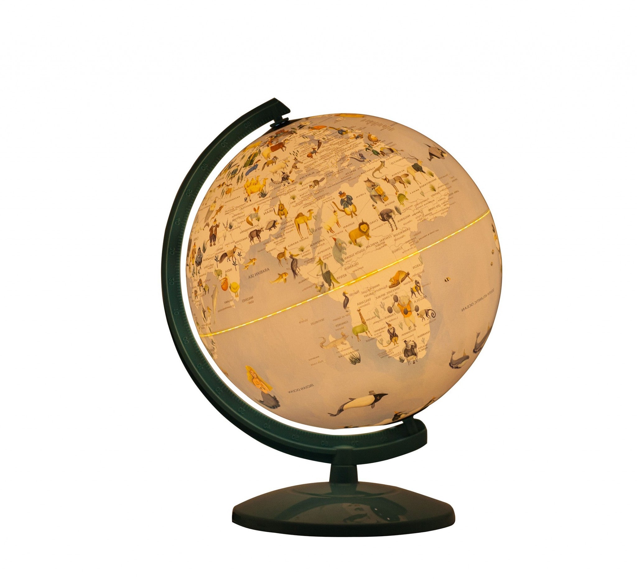 13" Animals of the World Acrylic Globe With LED and Night Light - Minihomy