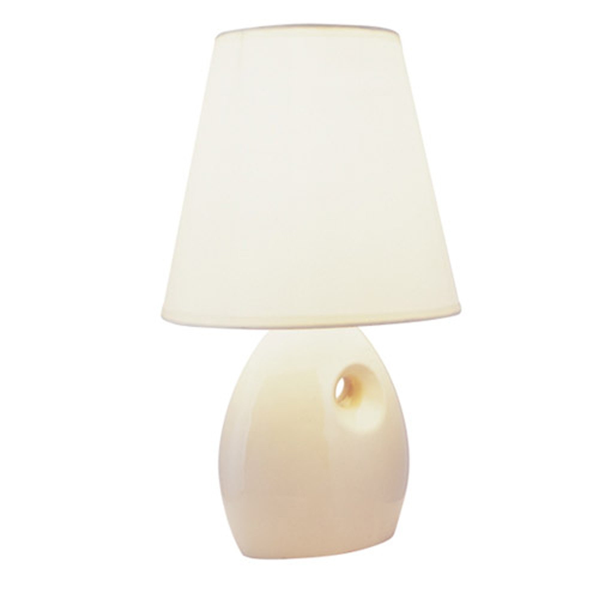 13" Beige Ceramic Bedside Table Lamp With White Shade - Minihomy