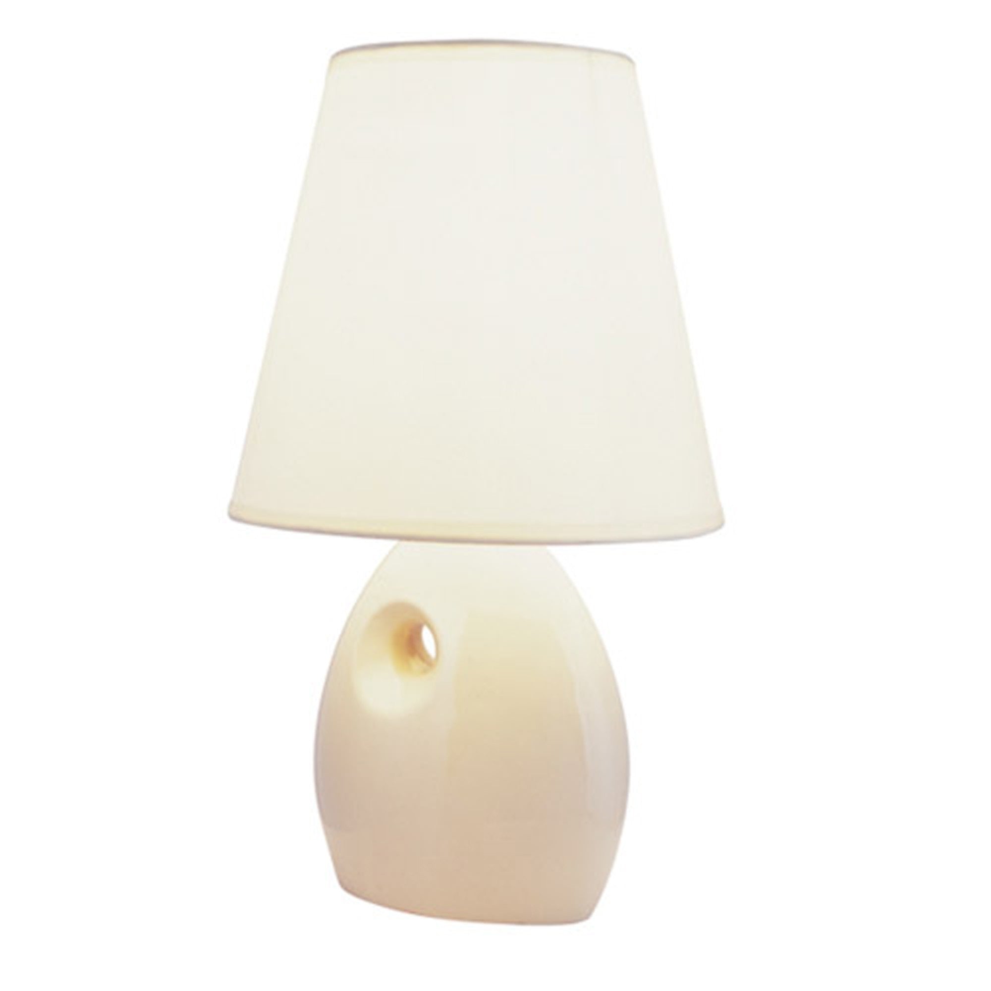 13" Beige Ceramic Bedside Table Lamp With White Shade - Minihomy