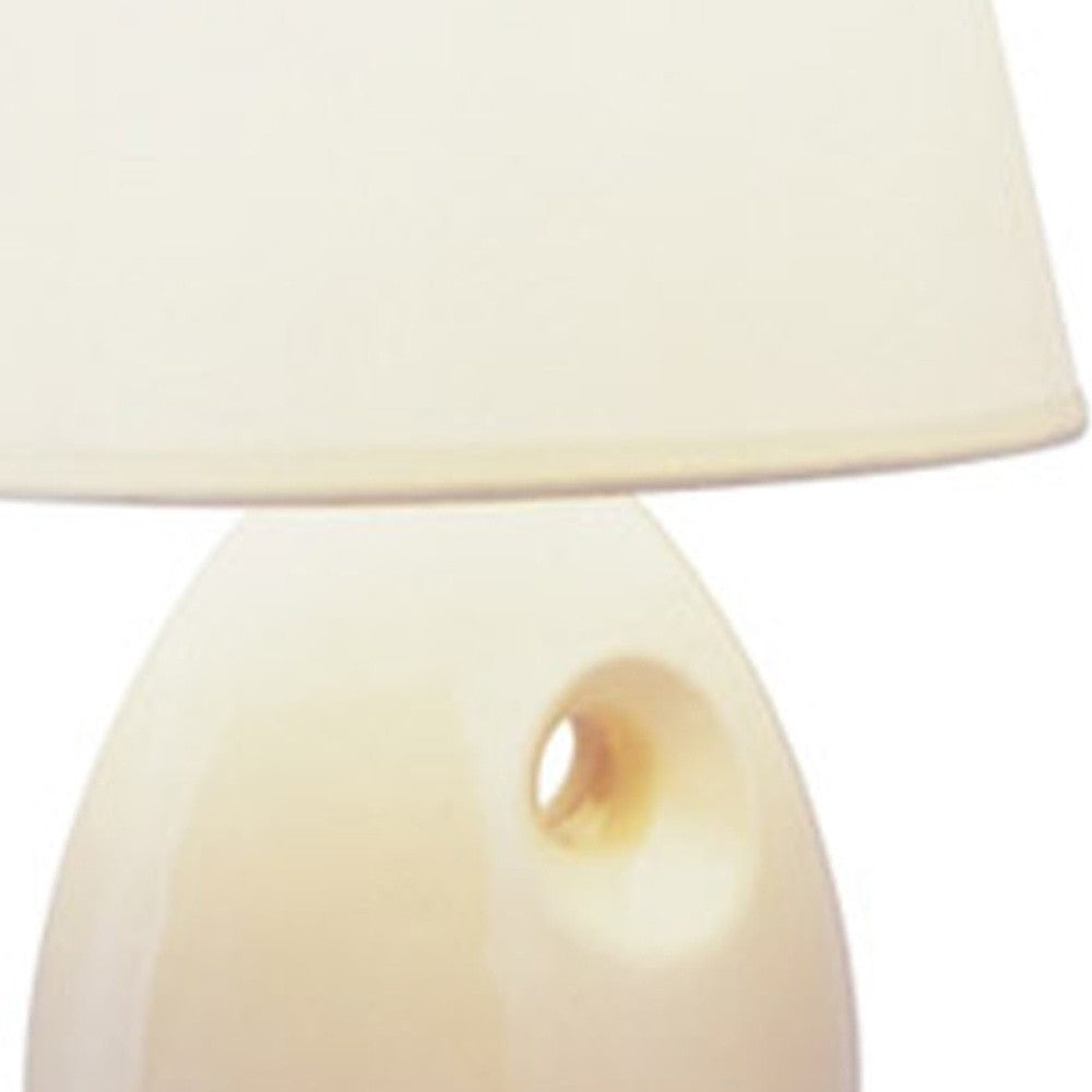 13" Beige Ceramic Bedside Table Lamp With White Shade - Minihomy