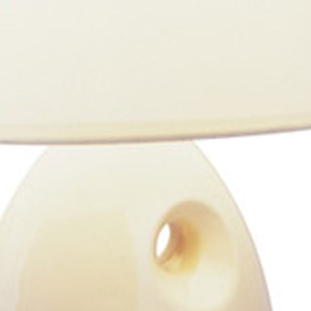 13" Beige Ceramic Bedside Table Lamp With White Shade - Minihomy