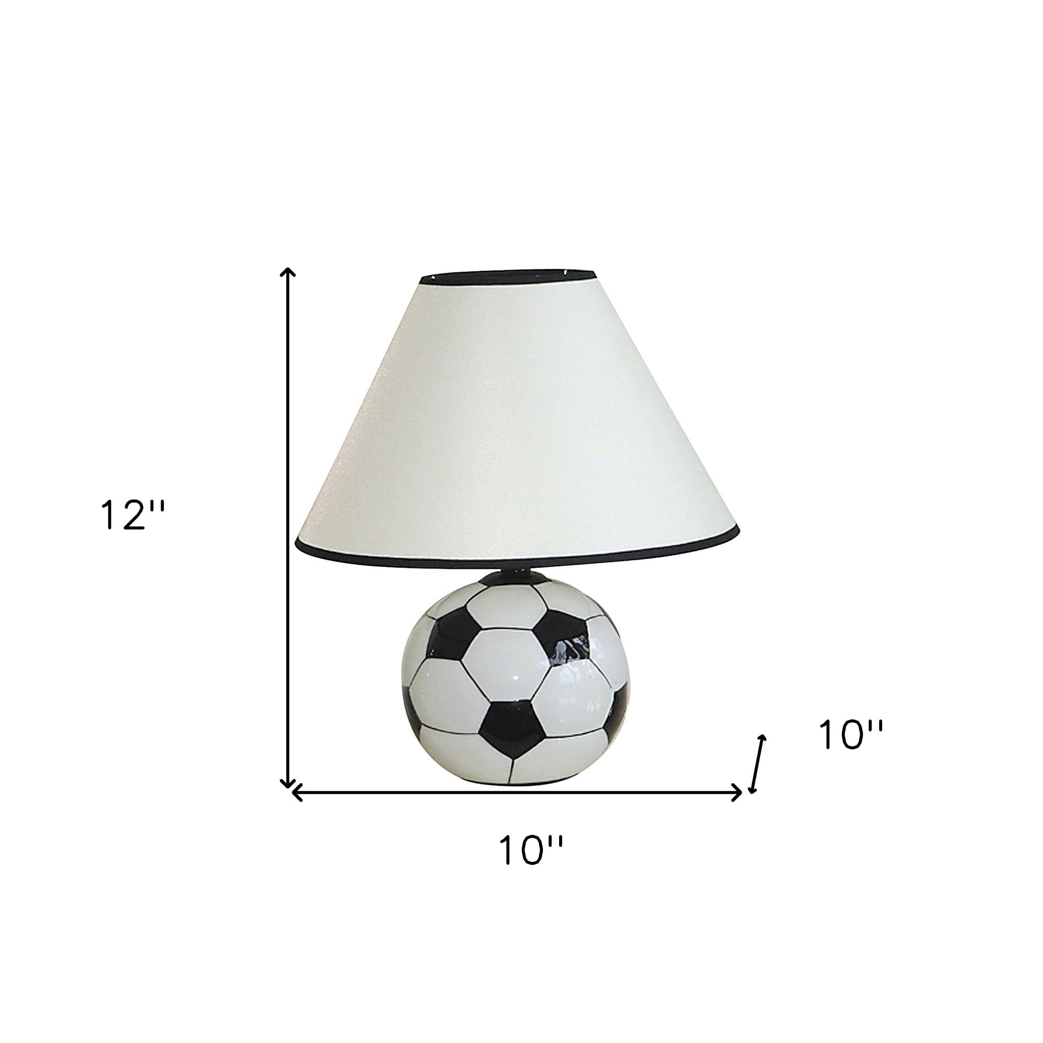 12" Black Ceramic Bedside Table Lamp With White Shade - Minihomy