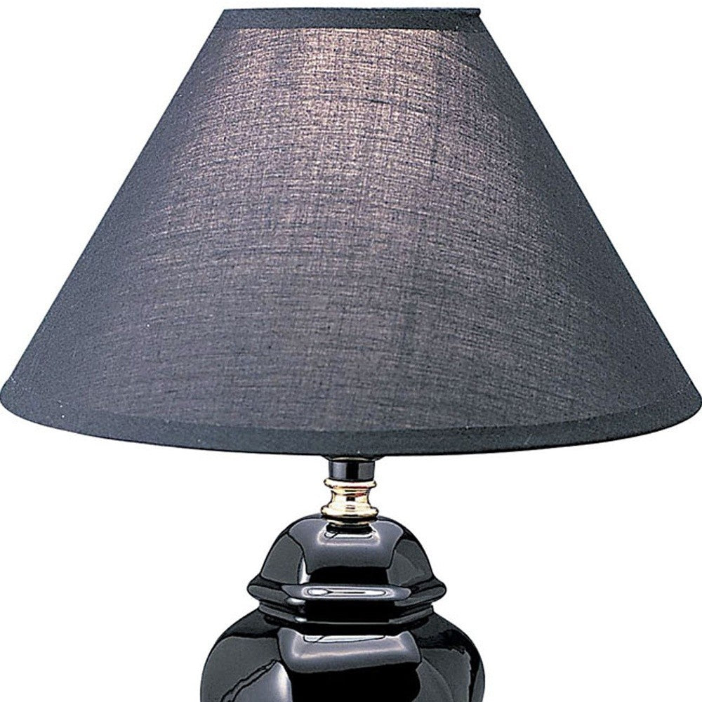 13" Black Ceramic Bedside Table Lamp With Black Shade - Minihomy