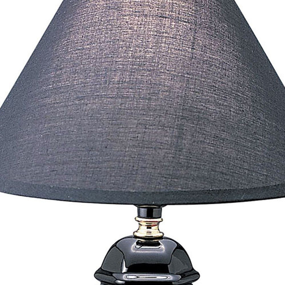 13" Black Ceramic Bedside Table Lamp With Black Shade - Minihomy