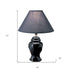 13" Black Ceramic Bedside Table Lamp With Black Shade - Minihomy