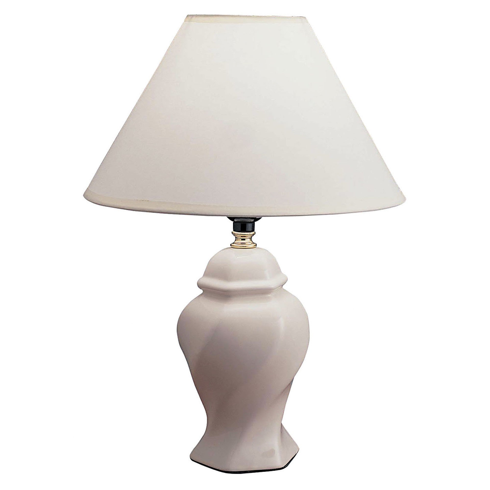 13" White Ceramic Bedside Table Lamp With Off-White Shade - Minihomy