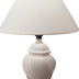 13" White Ceramic Bedside Table Lamp With Off-White Shade - Minihomy