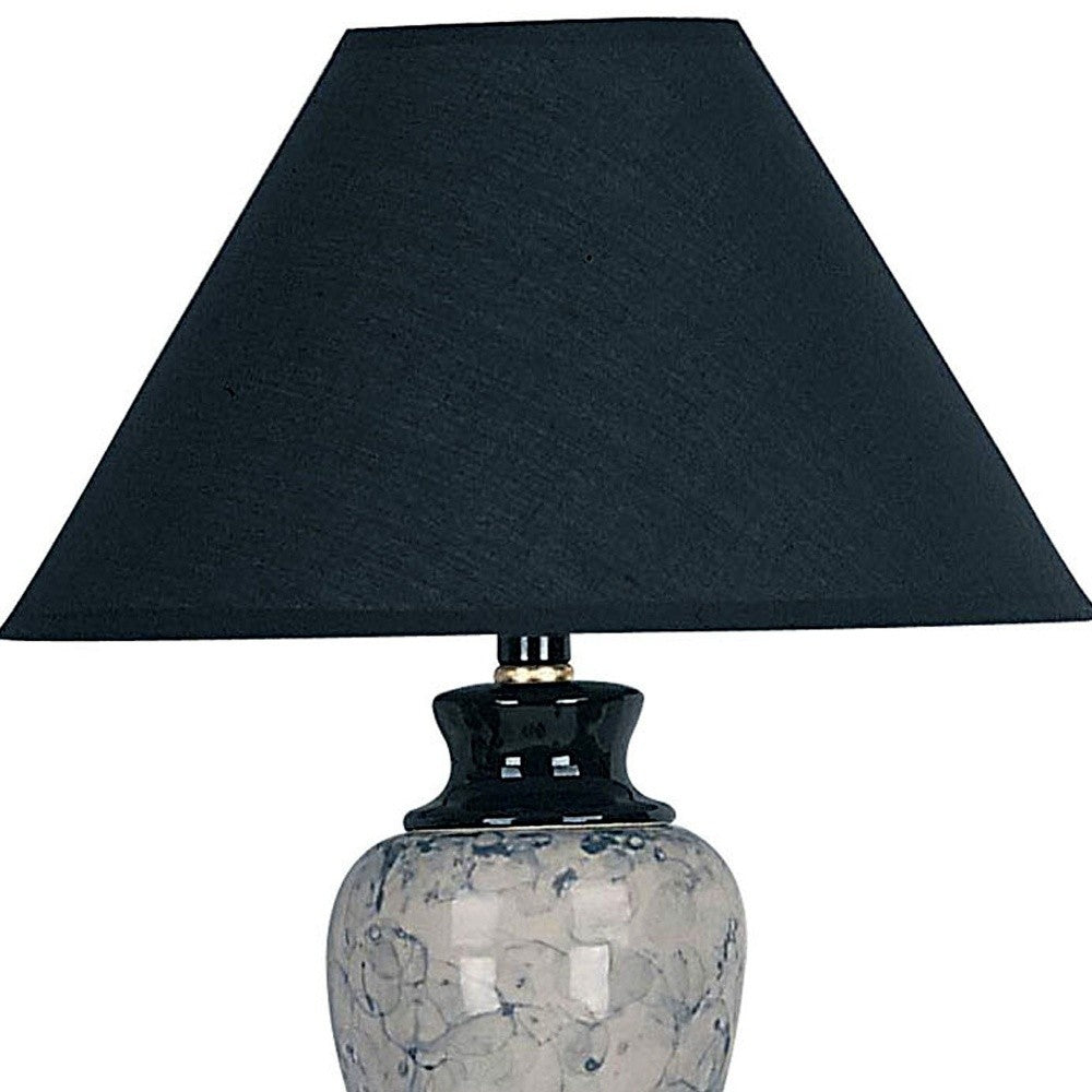 13" Black Ceramic Bedside Table Lamp With Black Shade - Minihomy