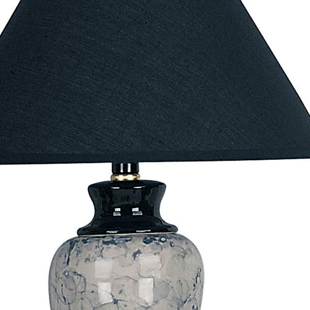 13" Black Ceramic Bedside Table Lamp With Black Shade - Minihomy