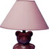 13” Pink Teddy Bear Ceramic Linen Shade Table Lamp - Minihomy