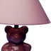 13” Pink Teddy Bear Ceramic Linen Shade Table Lamp - Minihomy