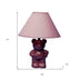 13” Pink Teddy Bear Ceramic Linen Shade Table Lamp - Minihomy