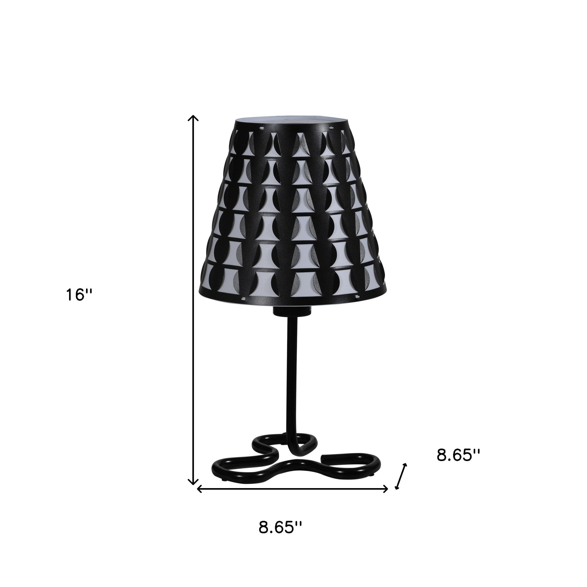 16" Black Bedside Table Lamp With Black Polka Dots Empire Shade - Minihomy