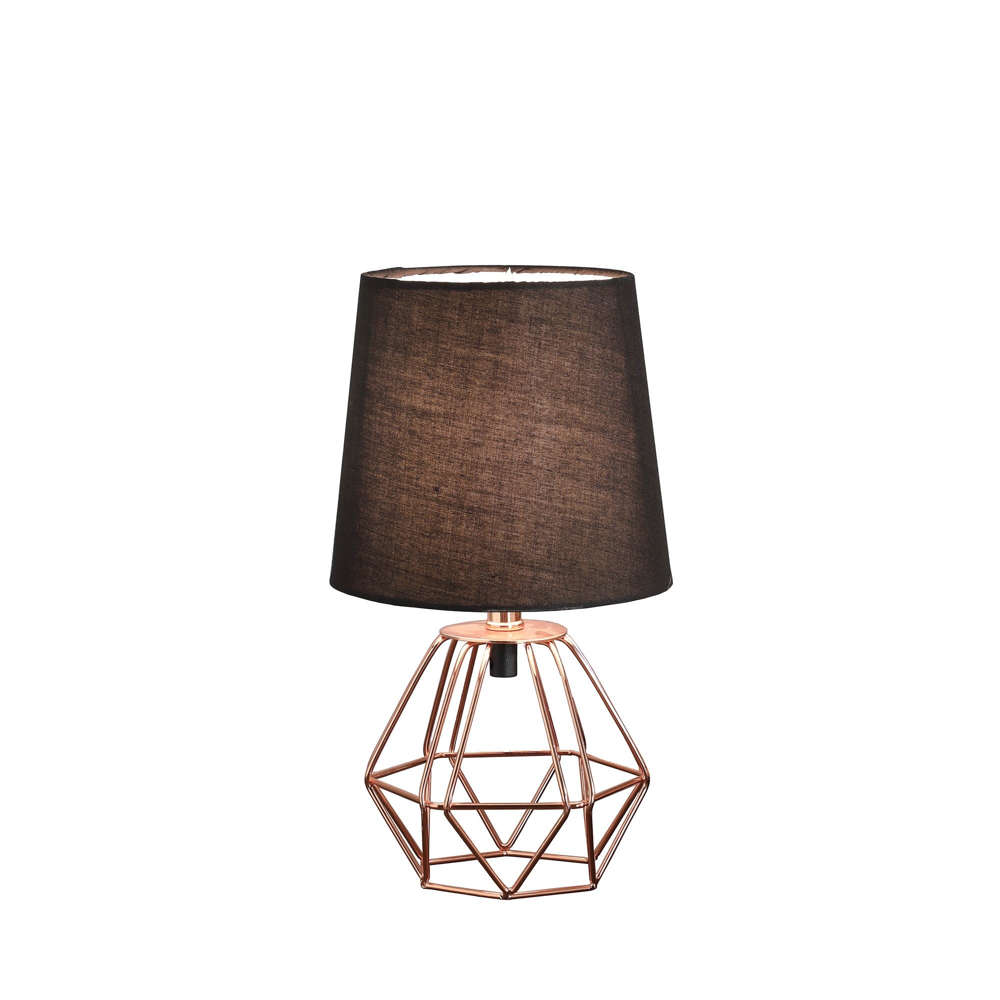 11" Copper Bedside Table Lamp With Black Empire Shade - Minihomy