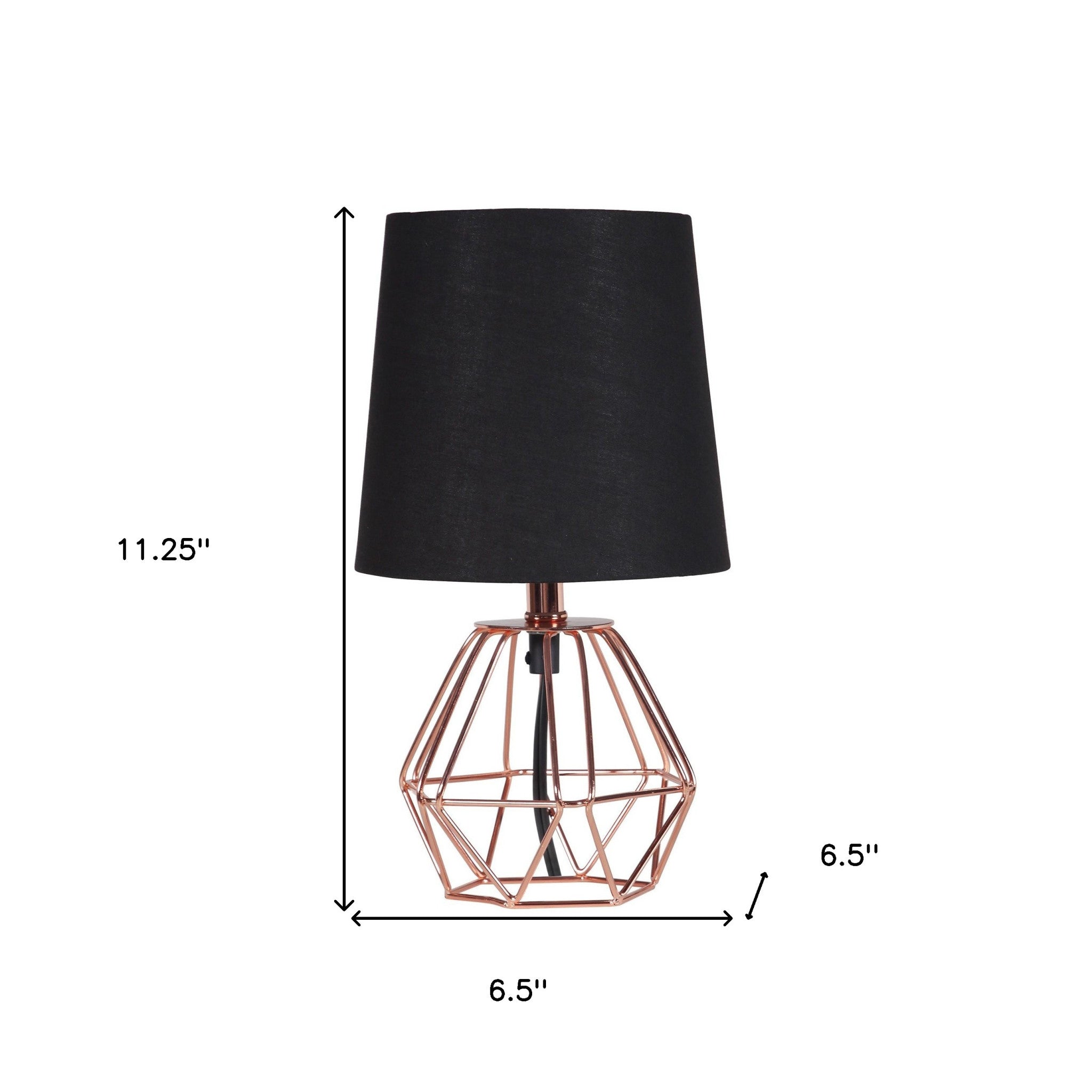 11" Copper Bedside Table Lamp With Black Empire Shade - Minihomy