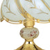 14" Gold Bedside Table Lamp With White Flowers Novelty Shade - Minihomy