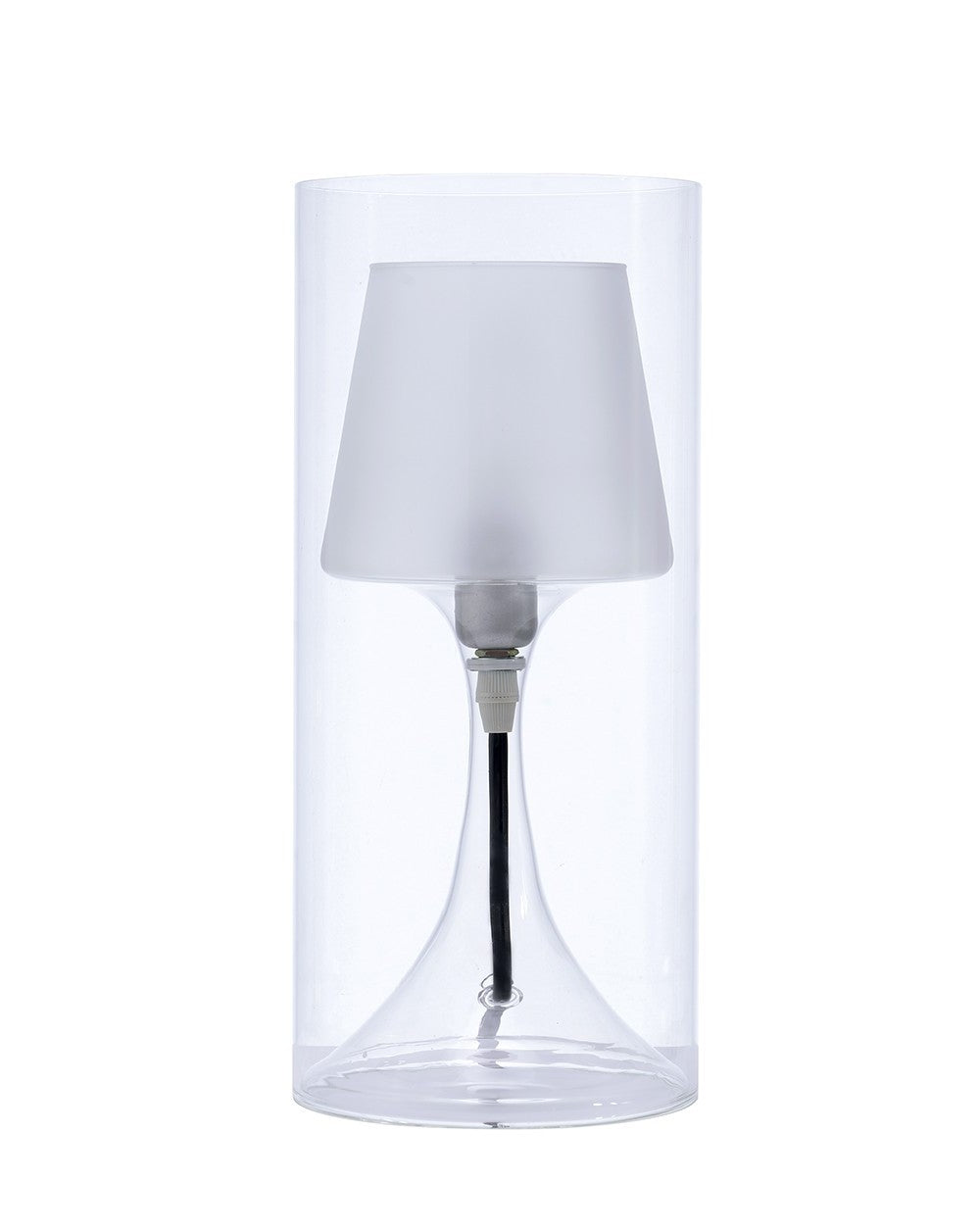 13" Clear Metal Bedside Table Lamp With Clear Shade - Minihomy