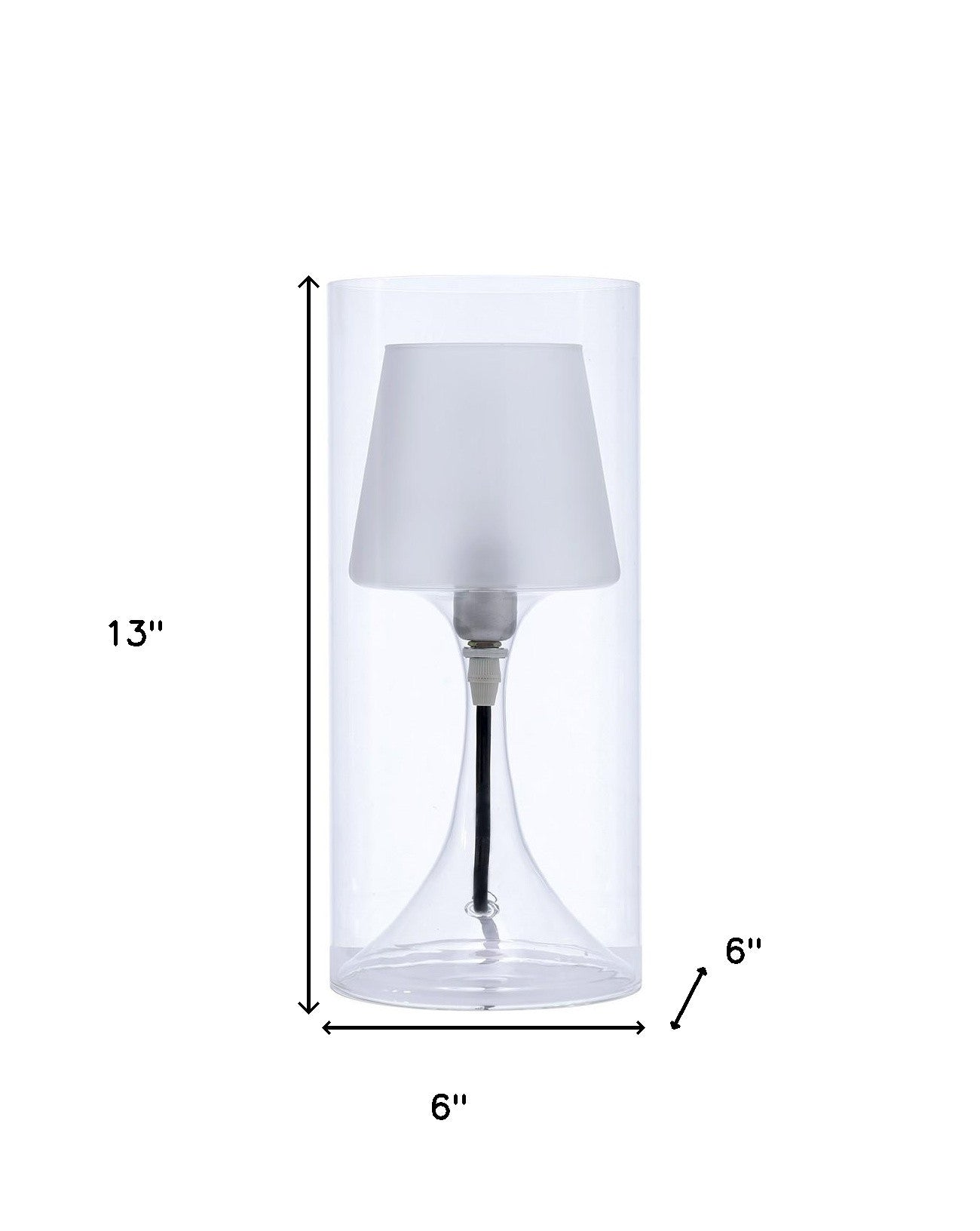 13" Clear Metal Bedside Table Lamp With Clear Shade - Minihomy