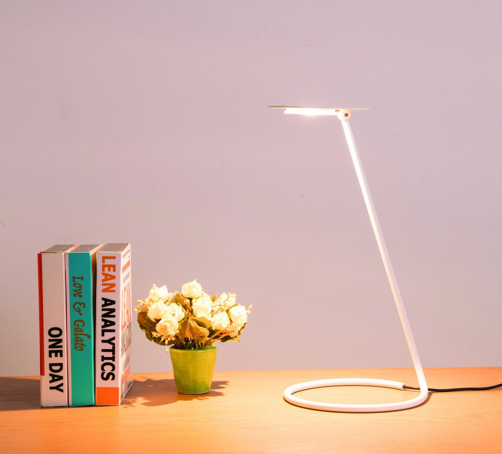 15" White Metal Desk Table Lamp With White Shade - Minihomy