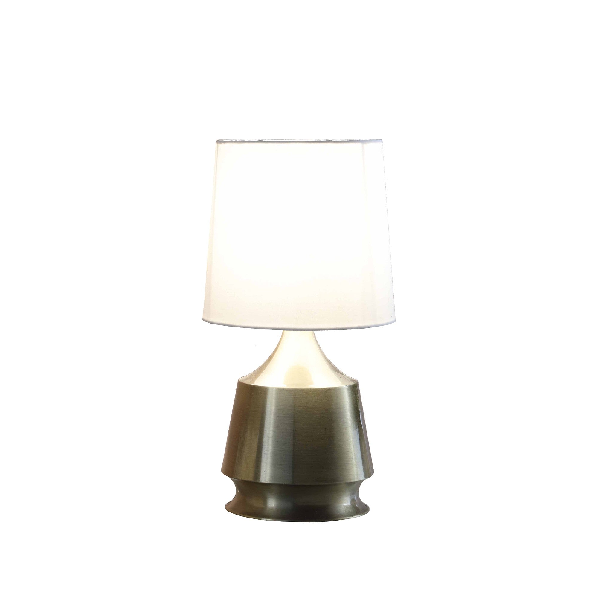 14" Brass Bedside Table Lamp With White Empire Shade - Minihomy