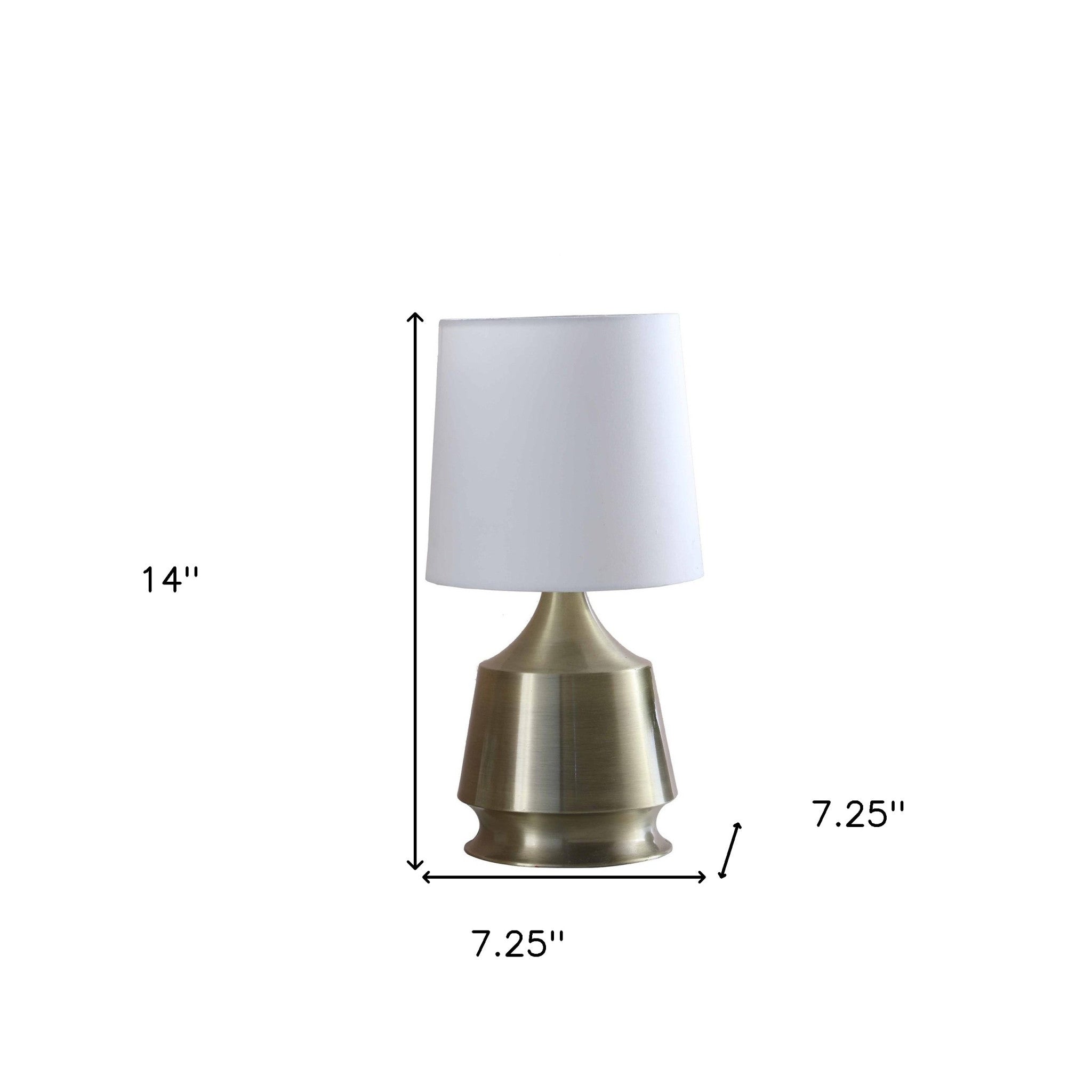 14" Brass Bedside Table Lamp With White Empire Shade - Minihomy